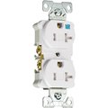 Eaton Wiring Devices TWRBR20WBXSP Duplex Receptacle, 2 Pole, 20 A, 125 V, Back, Side Wiring, NEMA 520R, White TWRBR20WBXSP